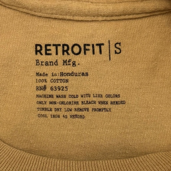 Retrofit Rose Head Patch T-Shirt, Short Sleeves, Tan/Mustard/Yellowish, Small - Picture 6 of 11